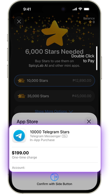 Choose the amount of Stars you need and pay instantly using: